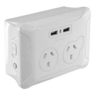 CLIP OVER WALL PLATE 2x USB AND 2x AC GPO
